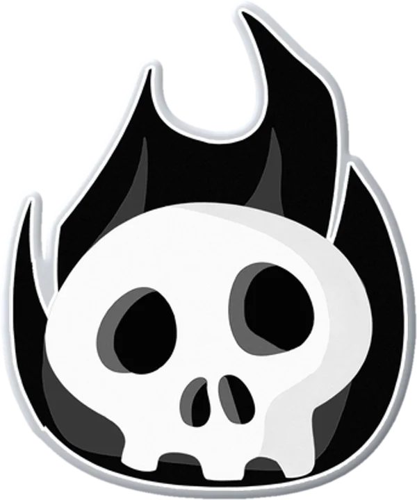 Black Fire Flaming Skull Pin