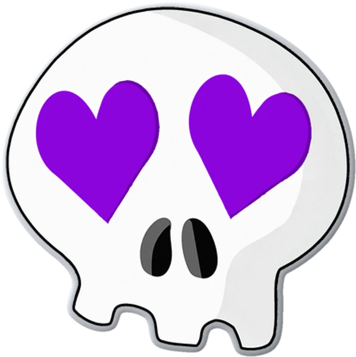 Heart-Eyes Skull Pin (Purple)