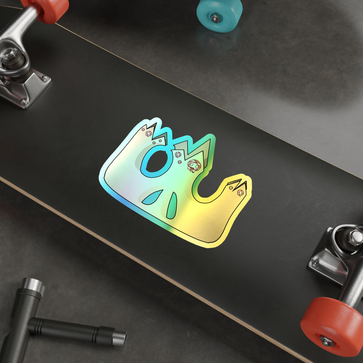 Crown Skull Holographic Sticker
