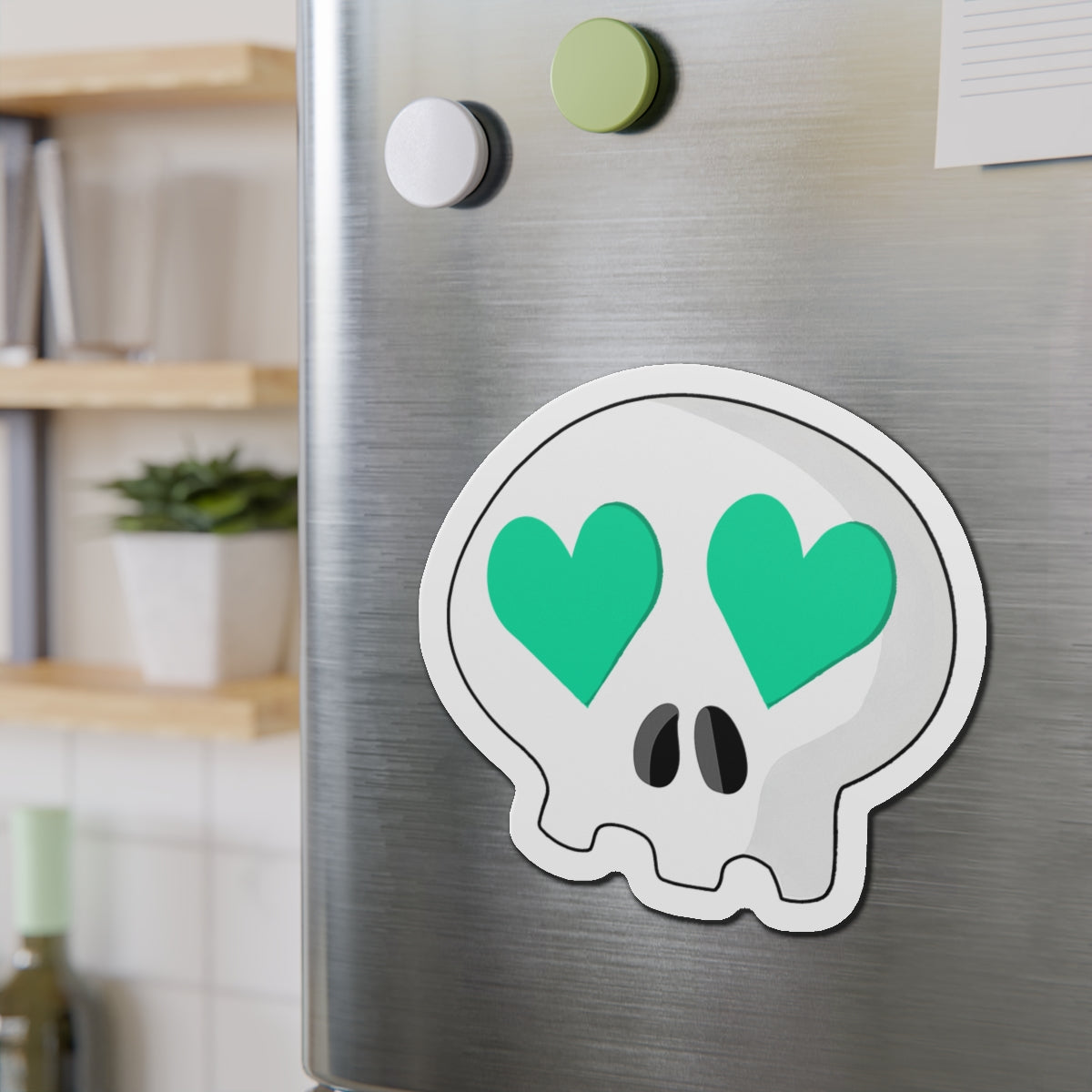 Heart-Eyes Skull Magnet (Teal)