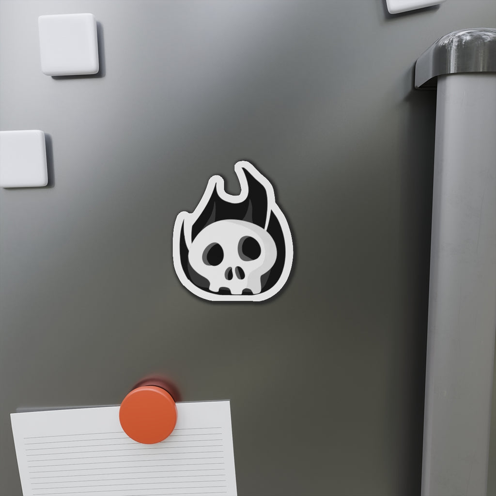 Black Fire Flaming Skull Magnet