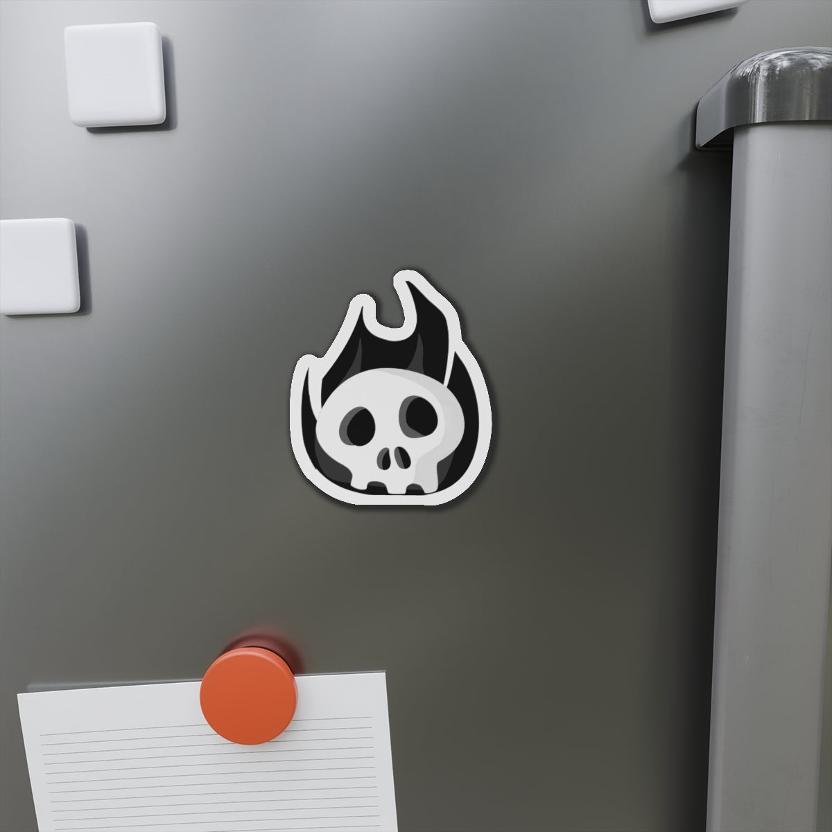 Black Fire Flaming Skull Magnet