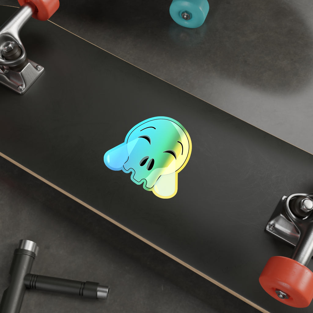 Laughing Crying Skull Holographic Sticker