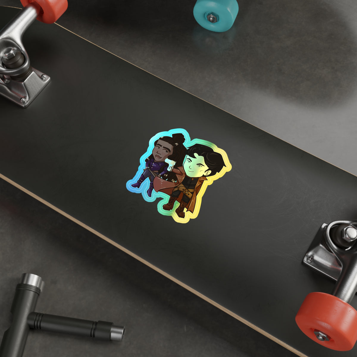 Grey and Minn Holographic Sticker (Chibi-Style)