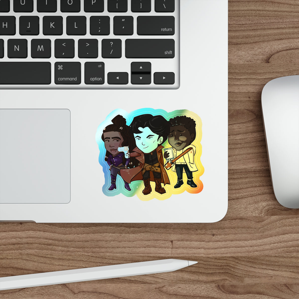 Grey, Minn, and Farlow Holographic Sticker (Chibi-Style)