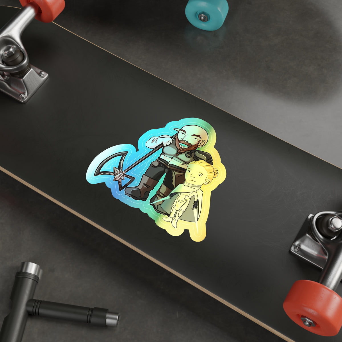 Dot and Mars Holographic Sticker (Chibi-Style)