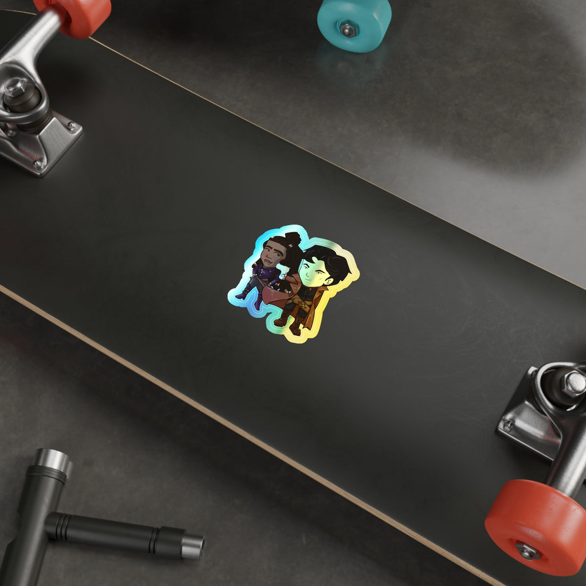 Grey and Minn Holographic Sticker (Chibi-Style)