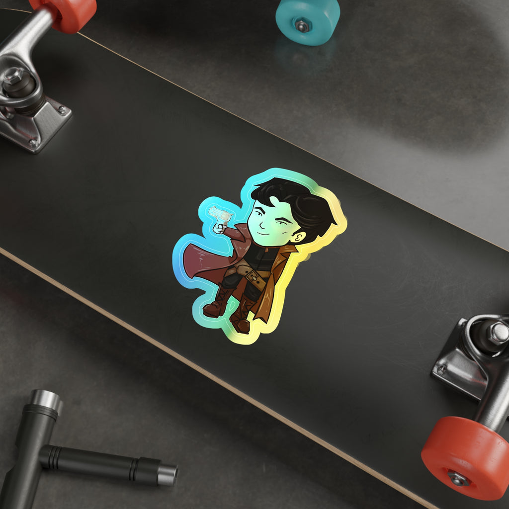 Grey Holographic Sticker (Chibi-Style)