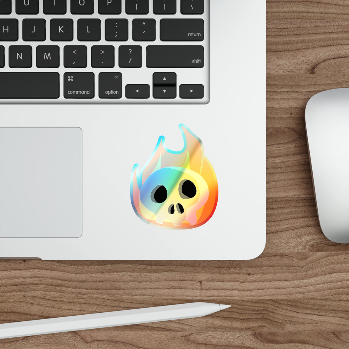 Flaming Skull Holographic Sticker
