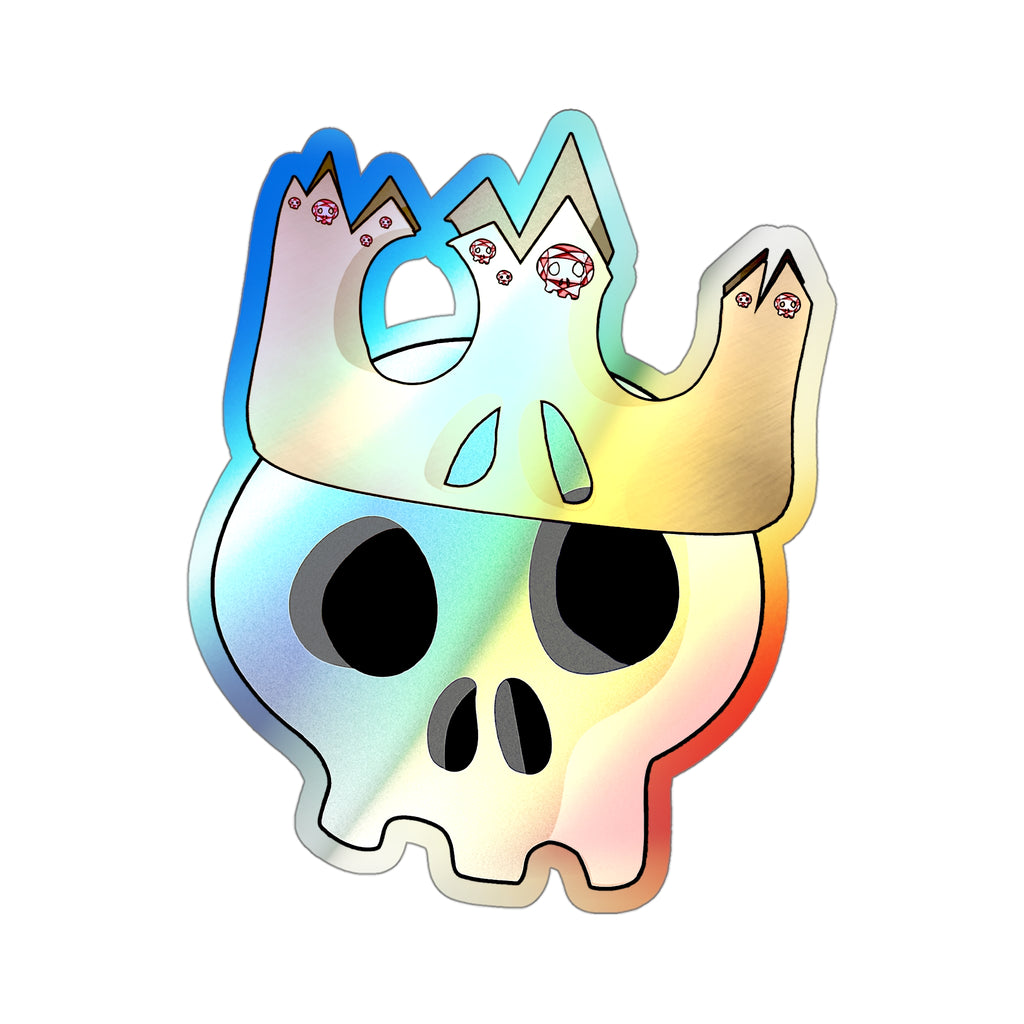 King & Queen Crown Skull Holographic Sticker