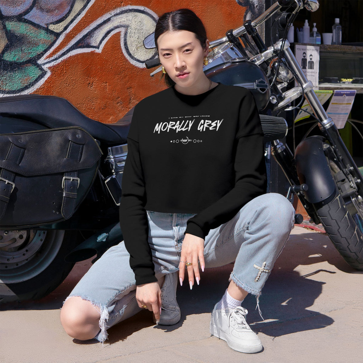 I Like My Ship Captains Morally Grey Cropped Sweatshirt