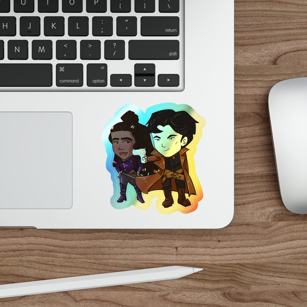 Grey and Minn Holographic Sticker (Chibi-Style)