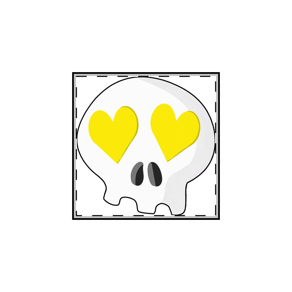 Heart-Eyes Skull Pin (Yellow)