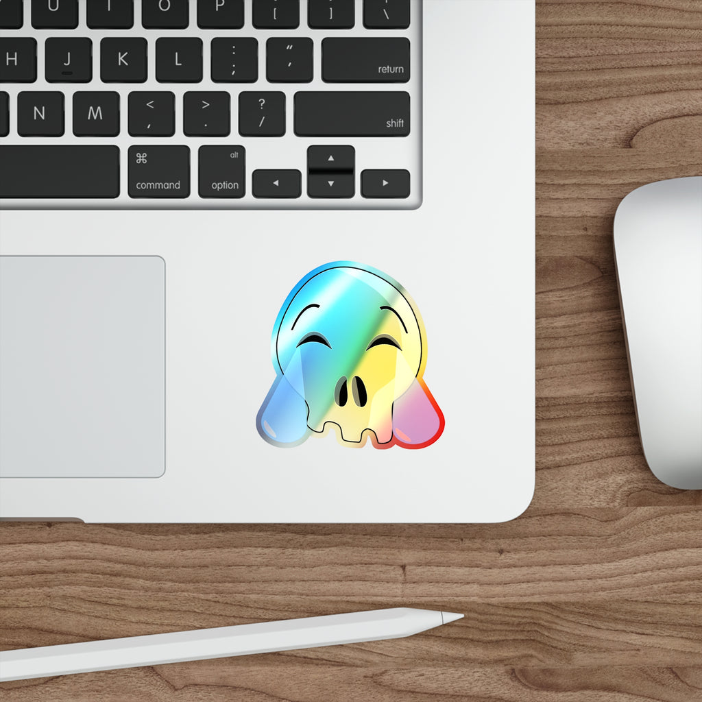 Laughing Crying Skull Holographic Sticker