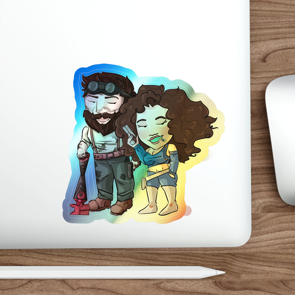 Willow and Bones Holographic Sticker (Chibi-Style)
