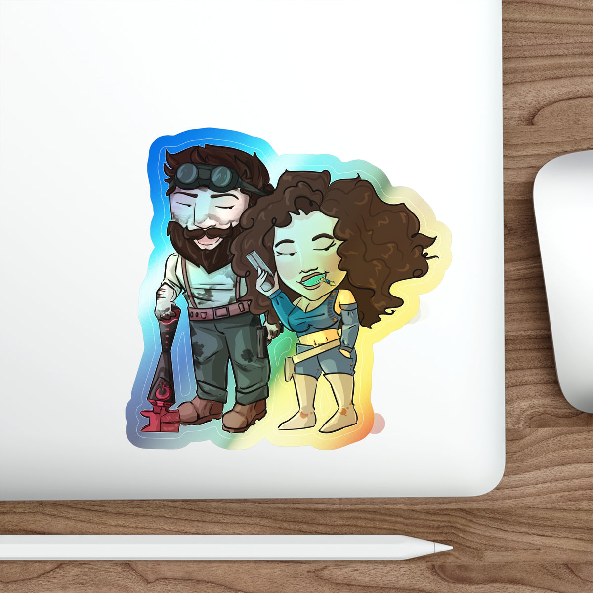 Willow and Bones Holographic Sticker (Chibi-Style)