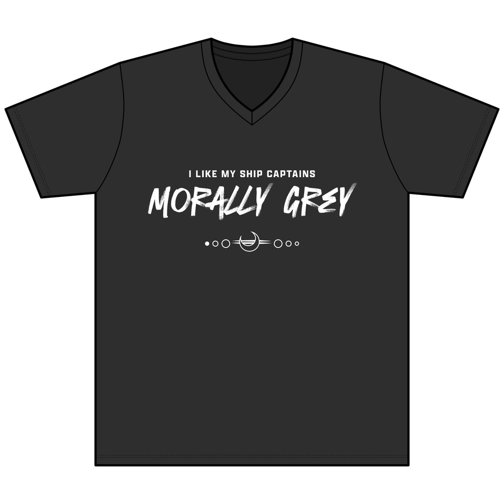 I Like My Ship Captains Morally Grey Heather V-Neck Tee