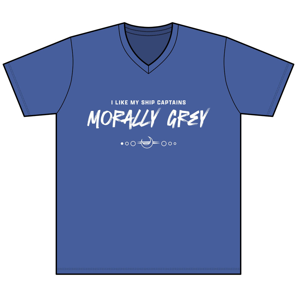 I Like My Ship Captains Morally Grey Heather V-Neck Tee