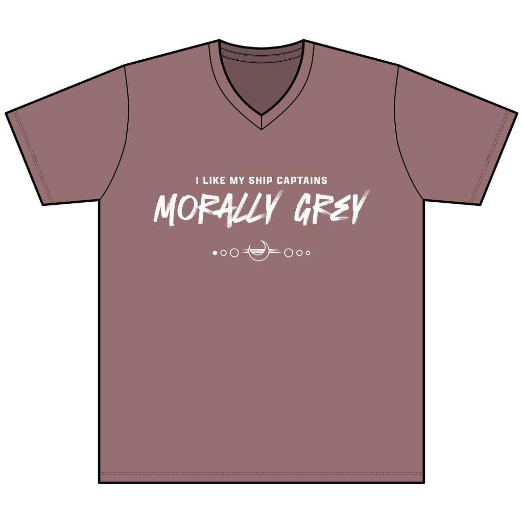I Like My Ship Captains Morally Grey Heather V-Neck Tee