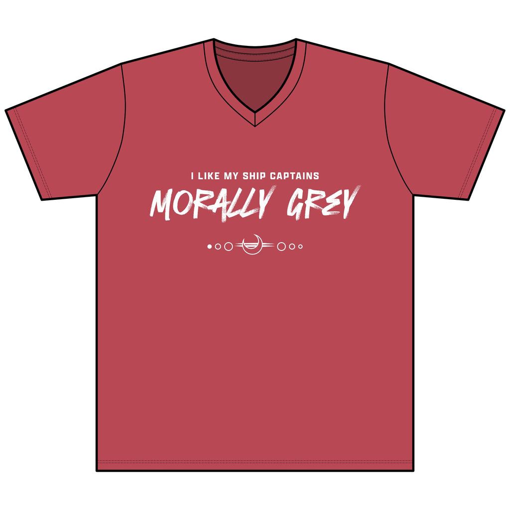 I Like My Ship Captains Morally Grey Heather V-Neck Tee