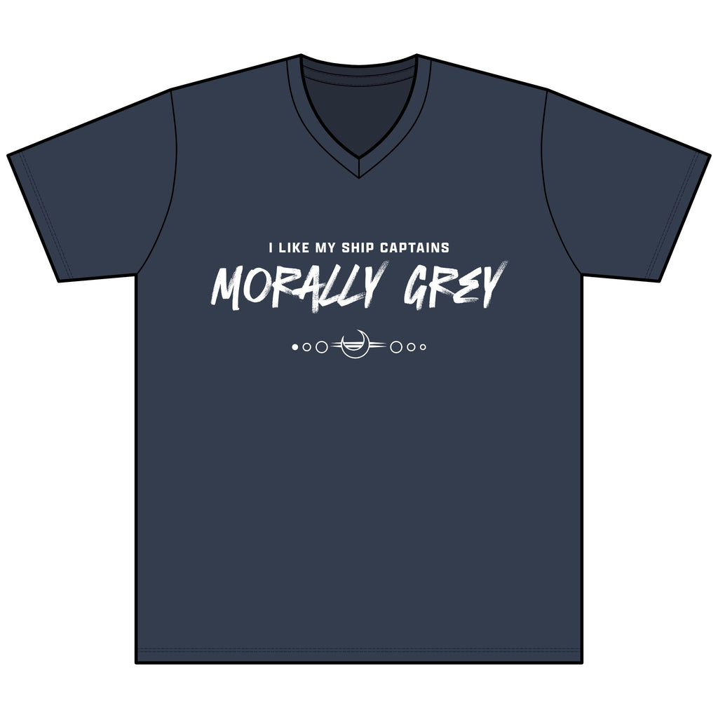 I Like My Ship Captains Morally Grey Heather V-Neck Tee