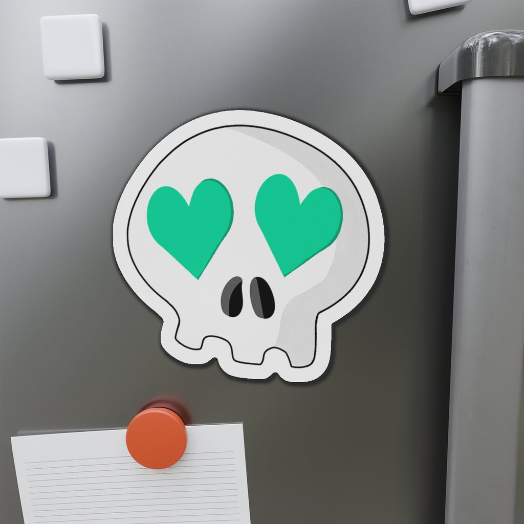 Heart-Eyes Skull Magnet (Teal)