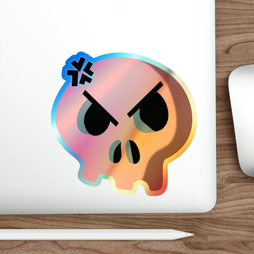Angry Skull Holographic Sticker