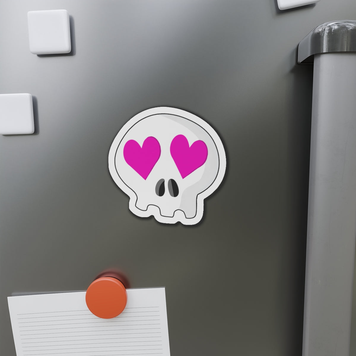 Heart-Eyes Skull Magnet (Pink)
