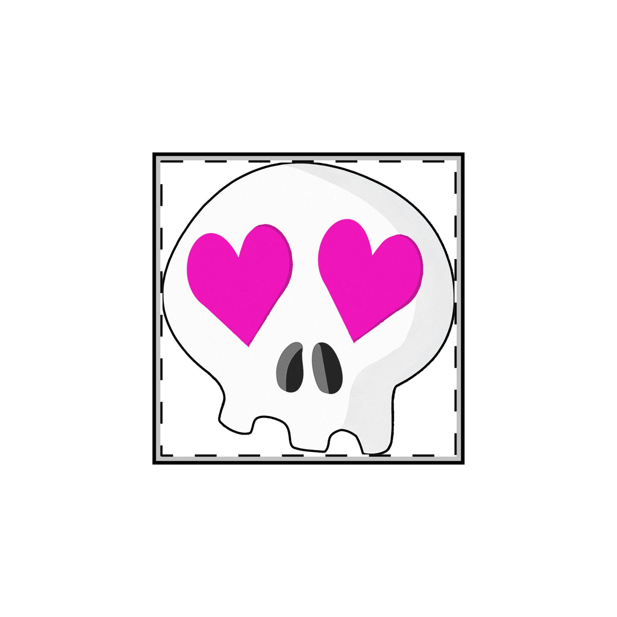 Heart-Eyes Skull Pin (Pink)