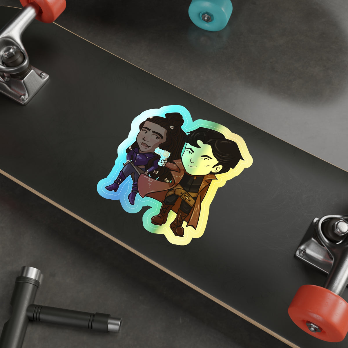 Grey and Minn Holographic Sticker (Chibi-Style)