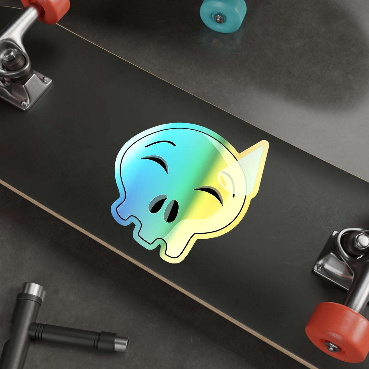 Nervous Sweating Skull Holographic Sticker
