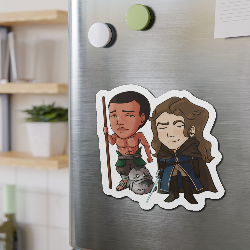 Cello, Eddie, and Little Izzy Magnet (Chibi-Style)