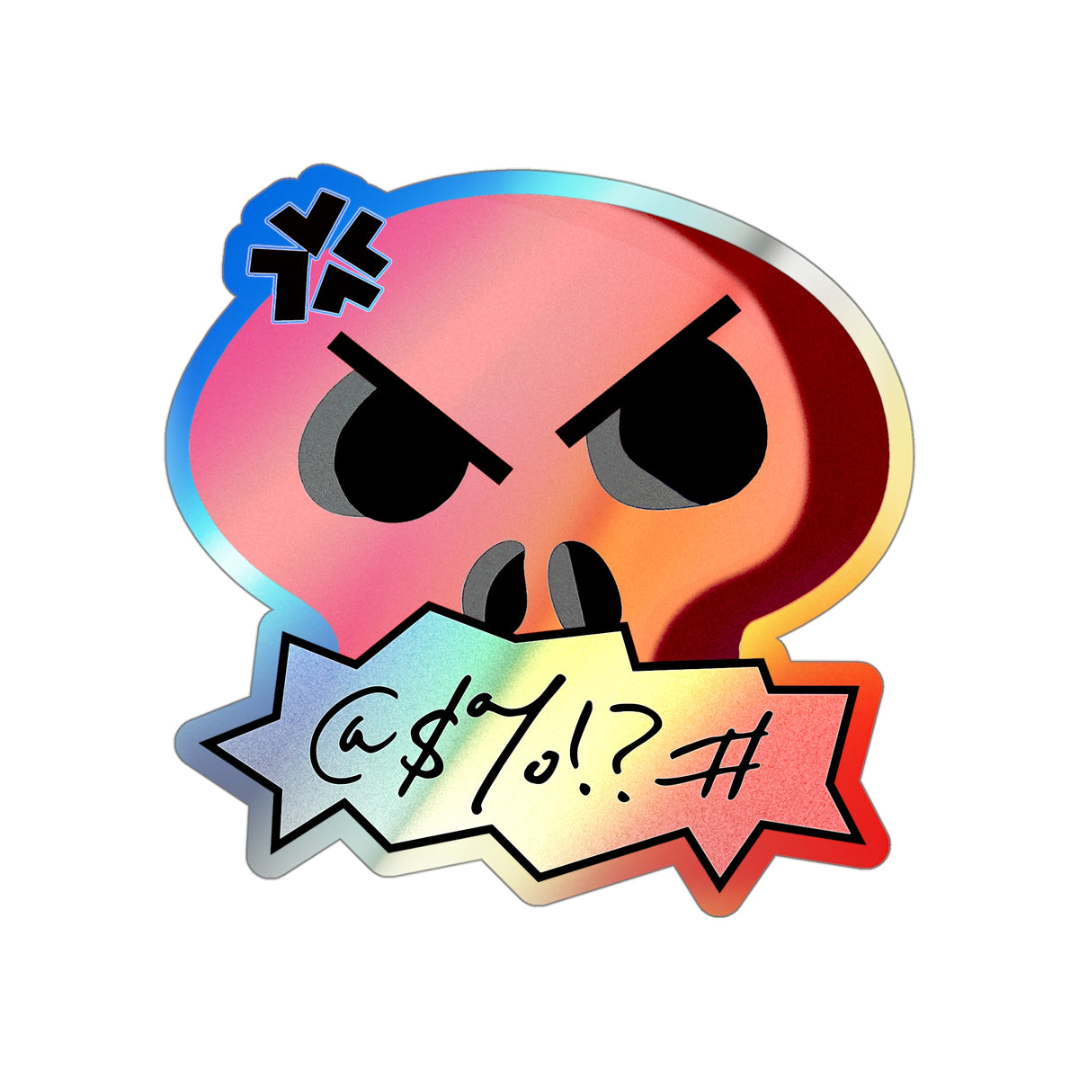 Cursing Skull Holographic Sticker