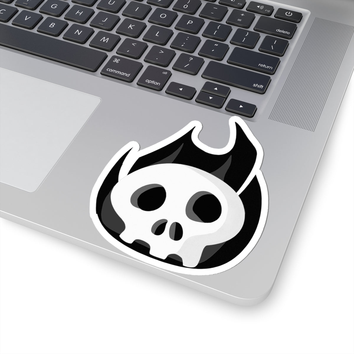 Black Fire Flaming Skull Sticker