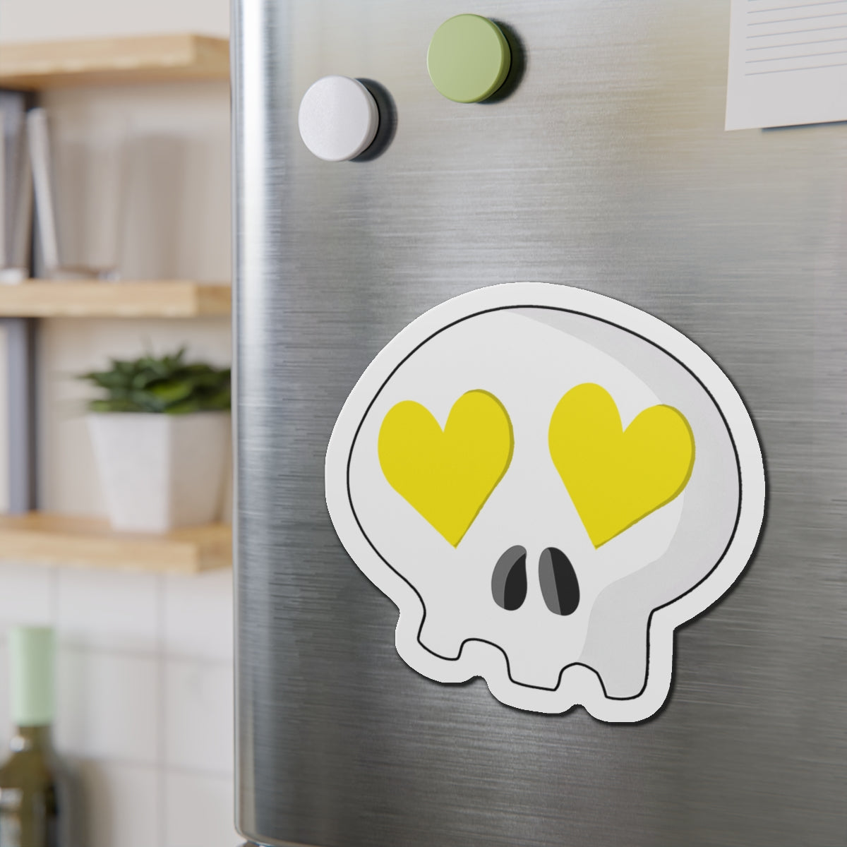 Heart-Eyes Skull Magnet (Yellow)