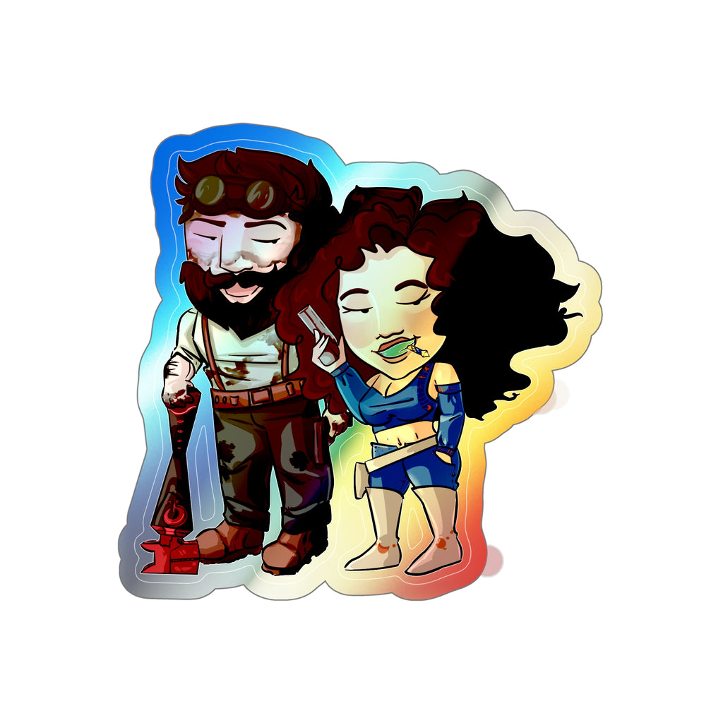 Willow and Bones Holographic Sticker (Chibi-Style)