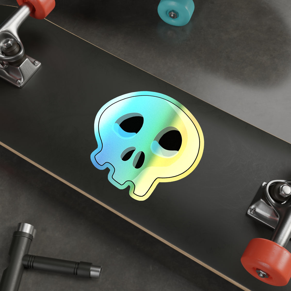 Sad Tears Skull Holographic Sticker