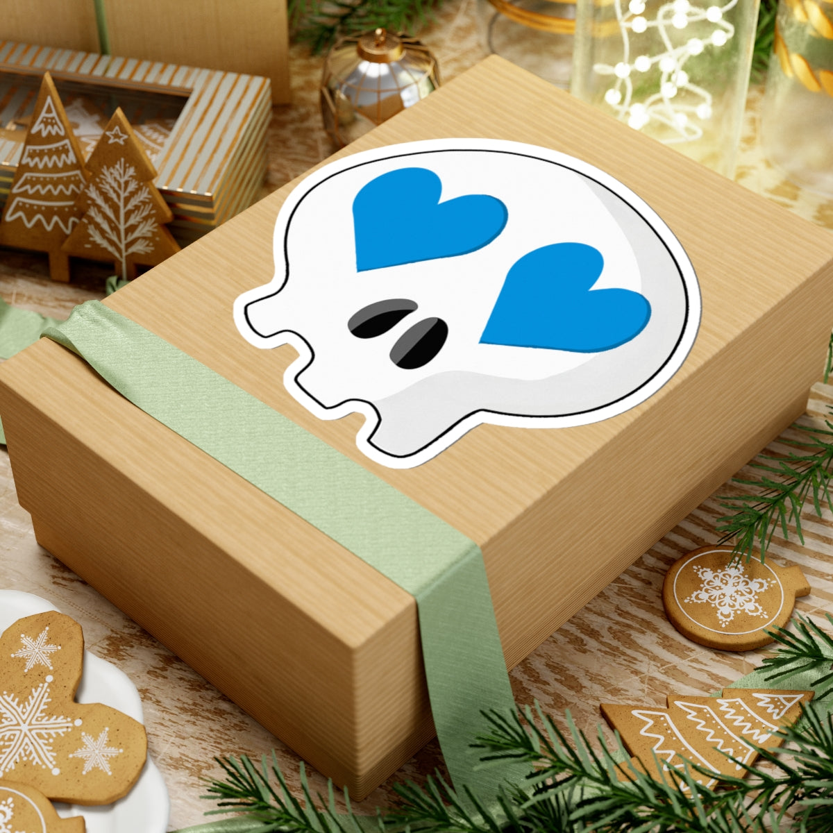 Heart-Eyes Skull Sticker (Blue)
