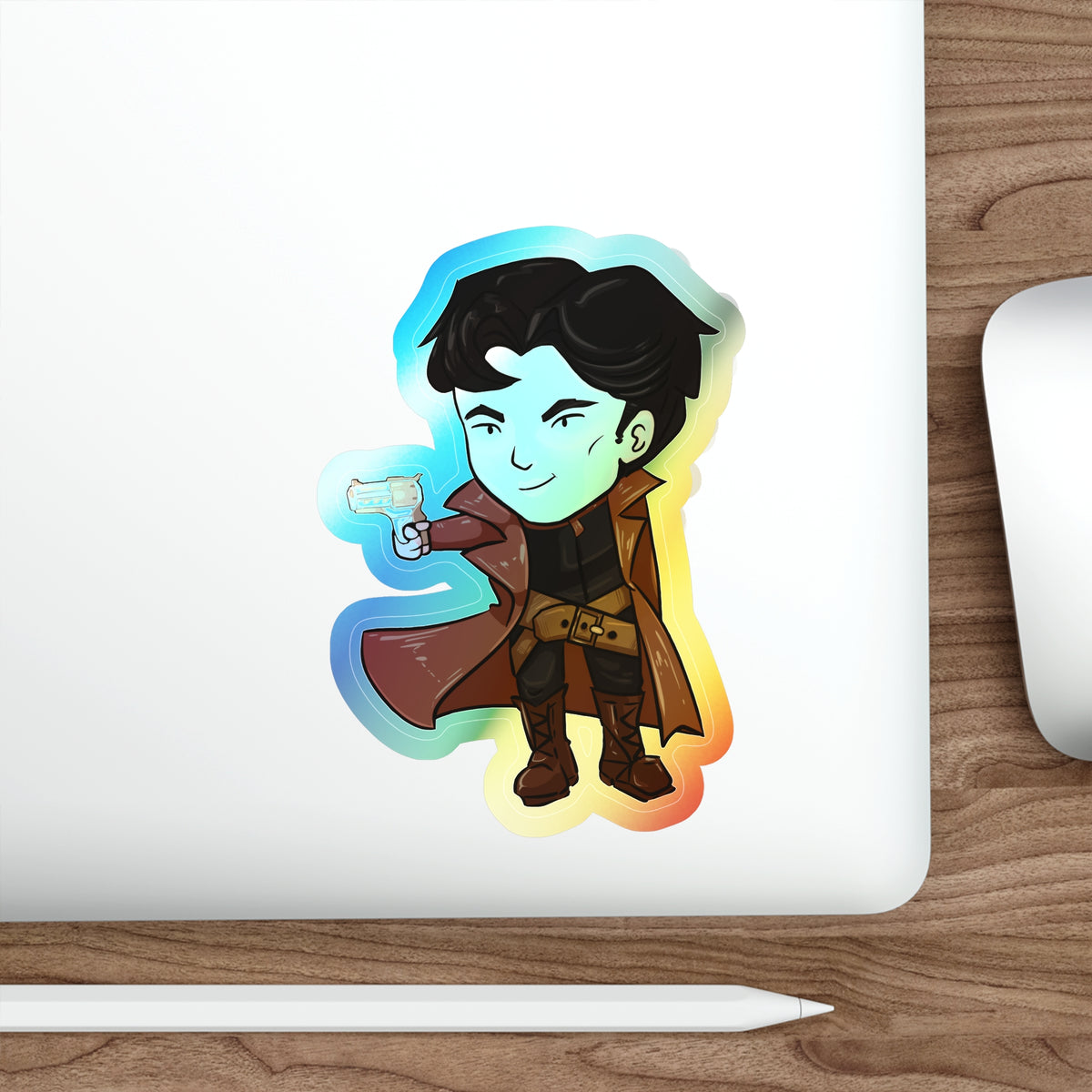 Grey Holographic Sticker (Chibi-Style)