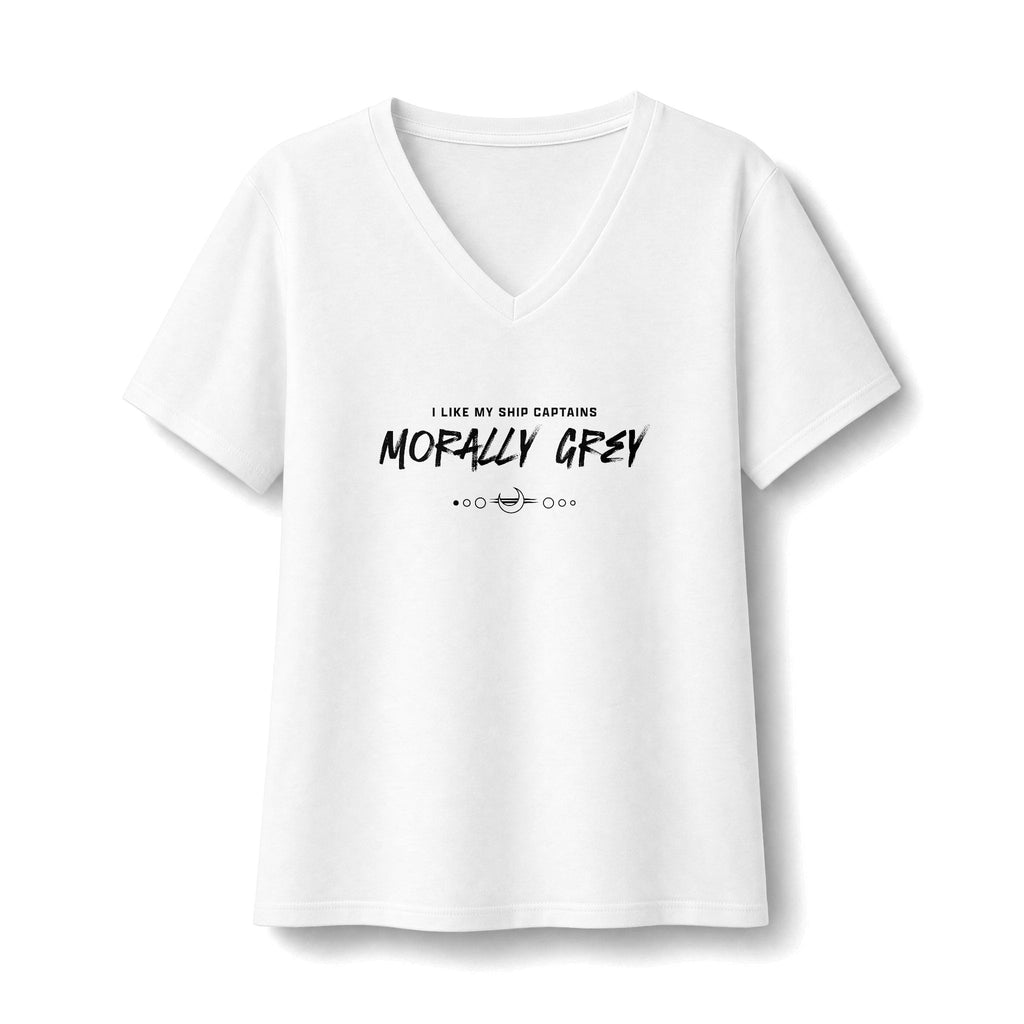 I Like My Ship Captains Morally Grey Women's Relaxed V-Neck Tee