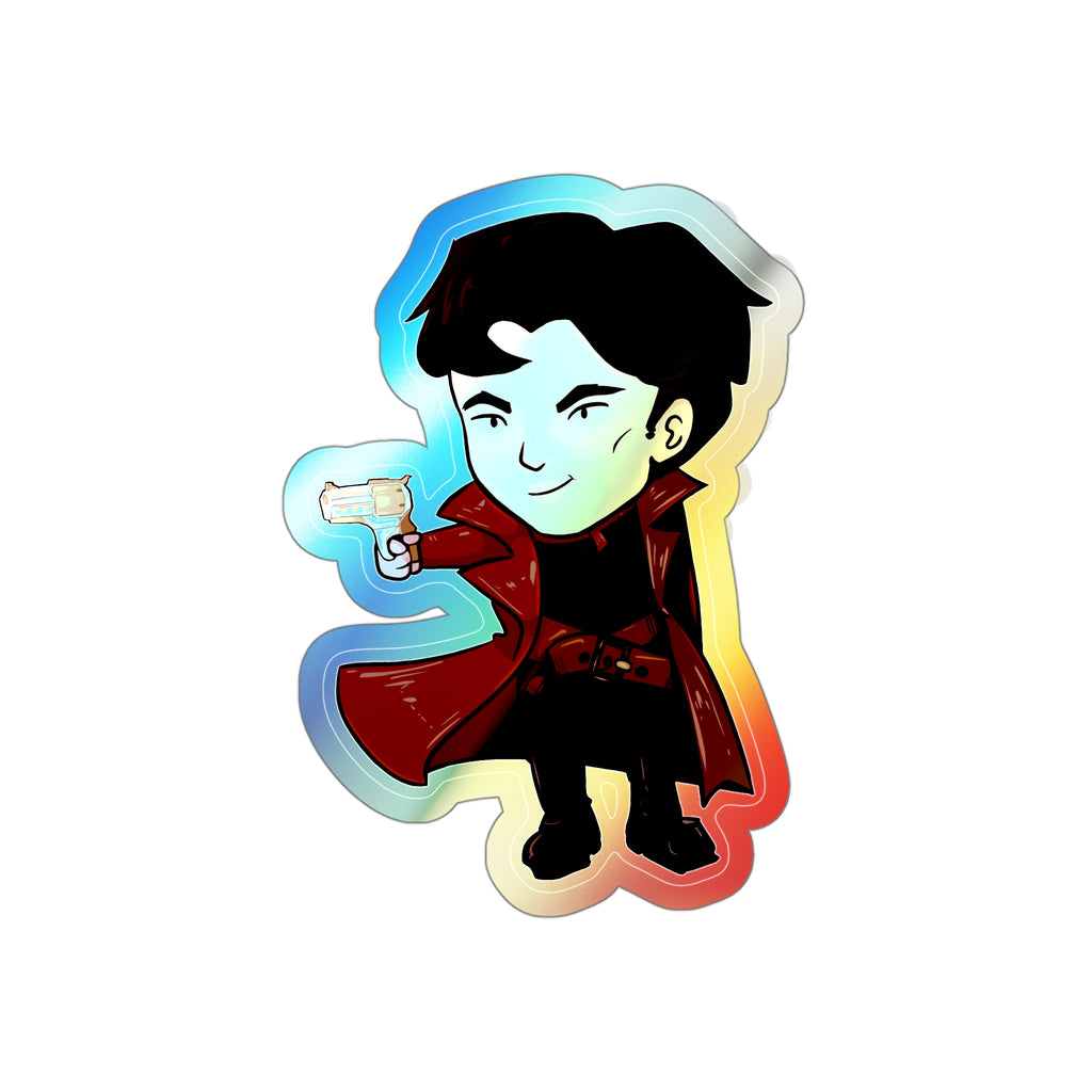 Grey Holographic Sticker (Chibi-Style)