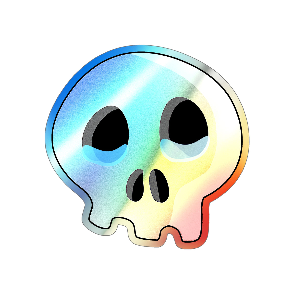 Sad Tears Skull Holographic Sticker