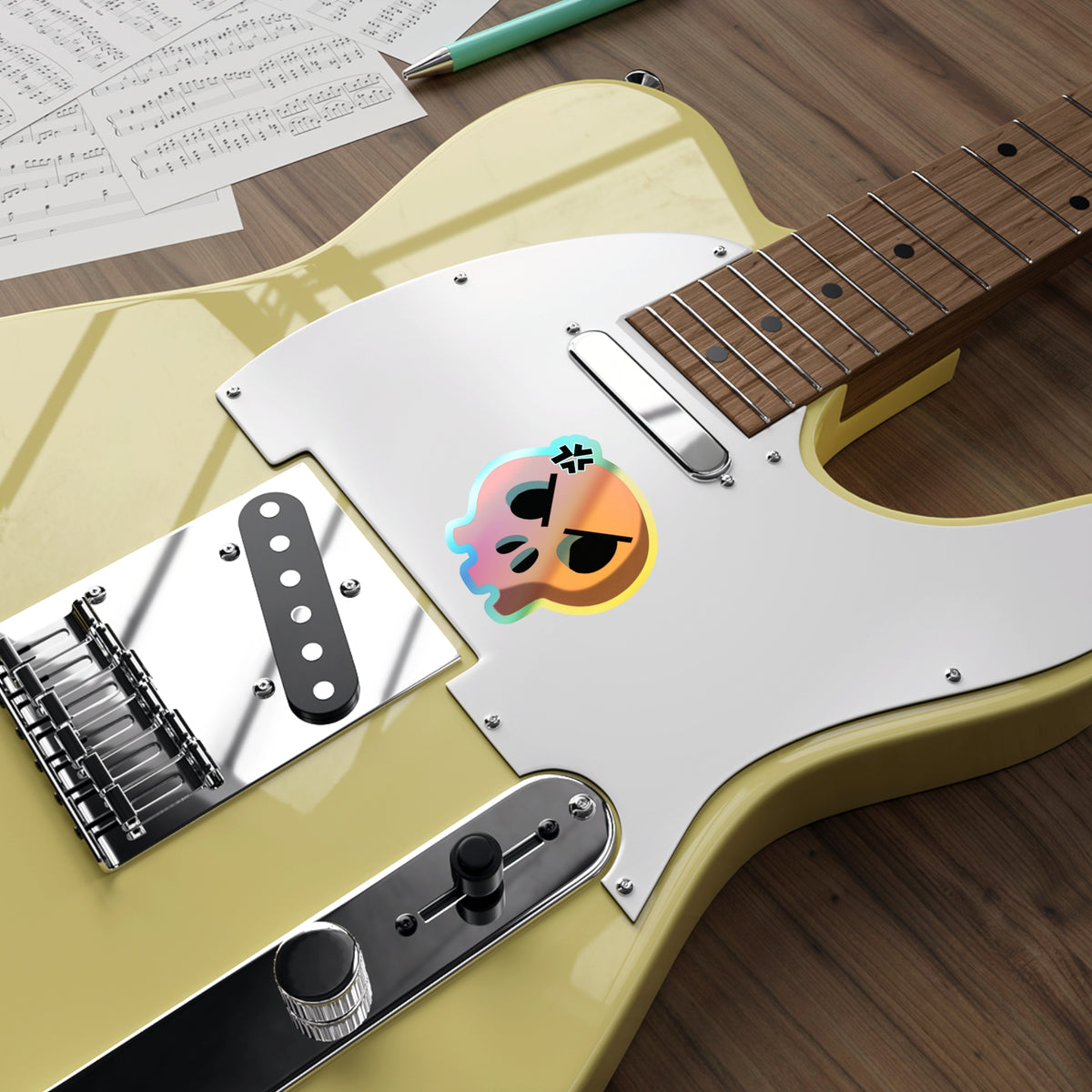 Angry Skull Holographic Sticker