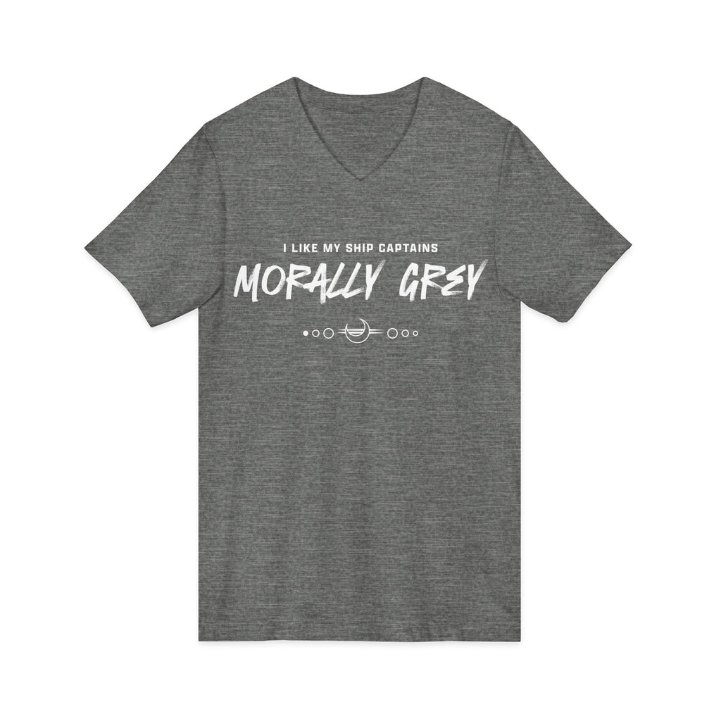I Like My Ship Captains Morally Grey V-Neck Tee