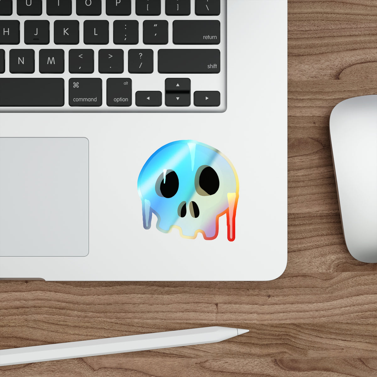 Frozen Skull Holographic Sticker