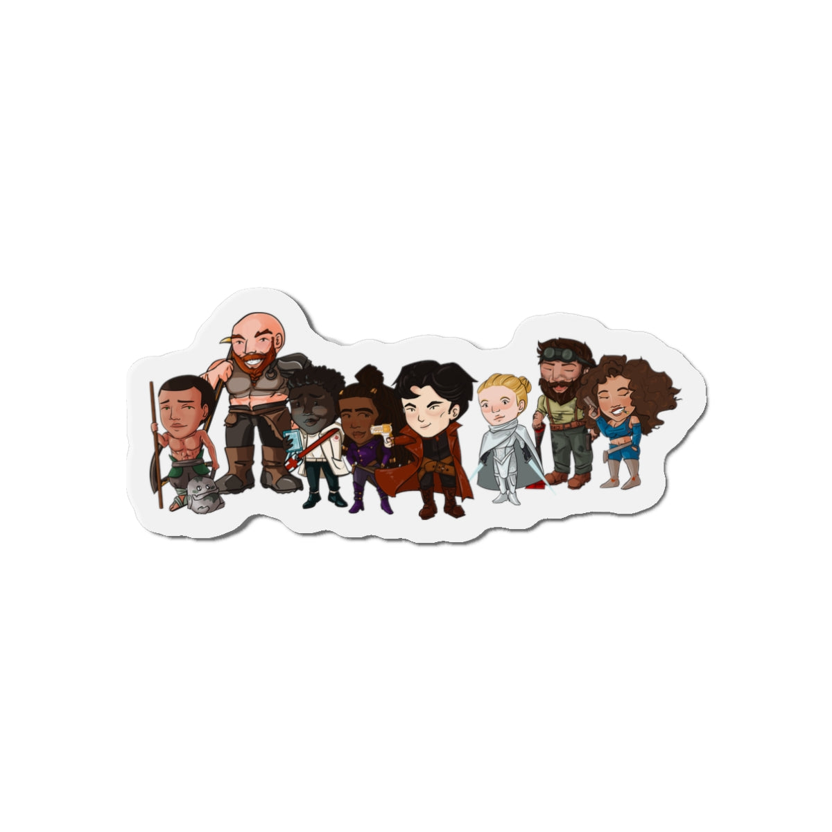 The Crew with Eddie and Little Izzy Magnet (Chibi-Style)