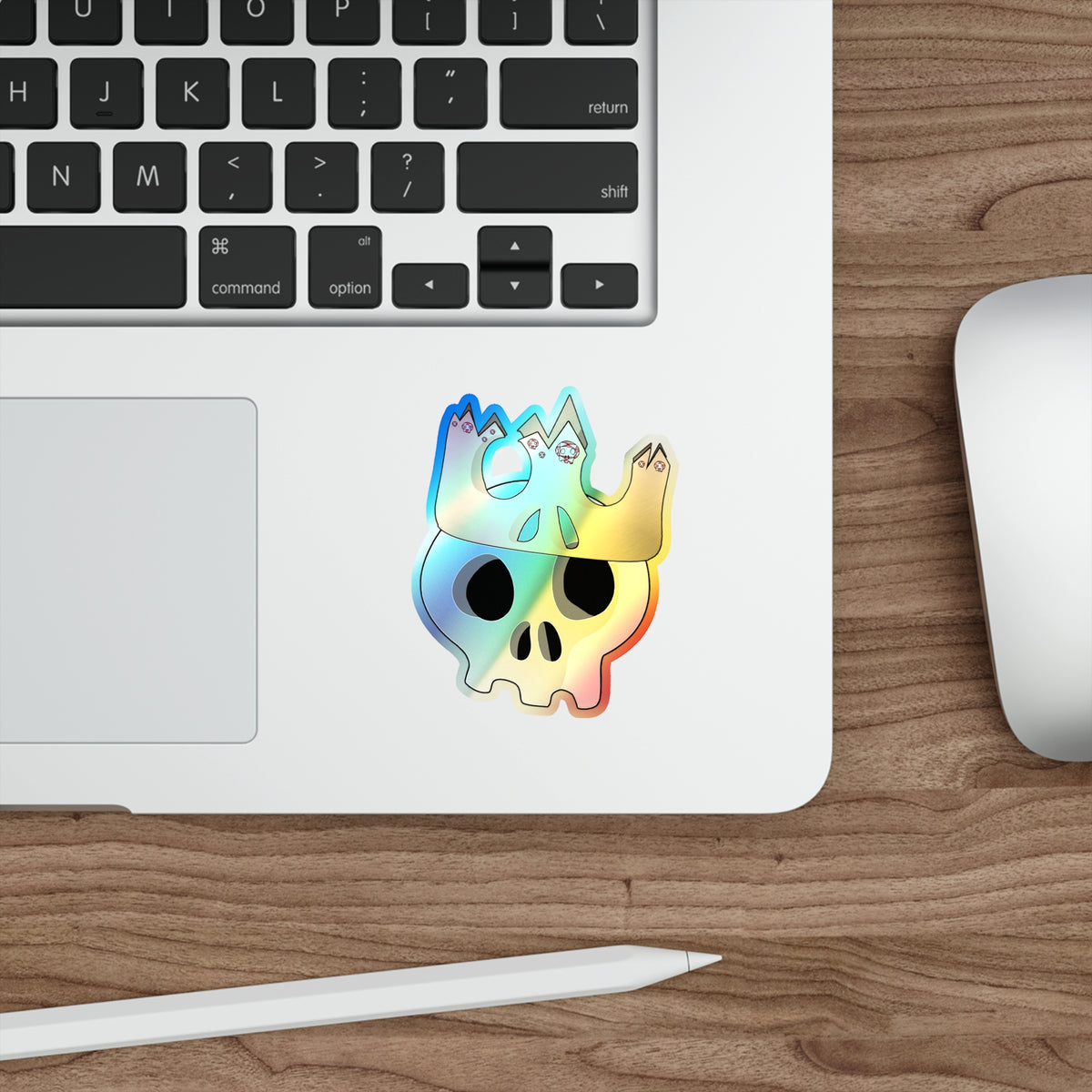 King & Queen Crown Skull Holographic Sticker