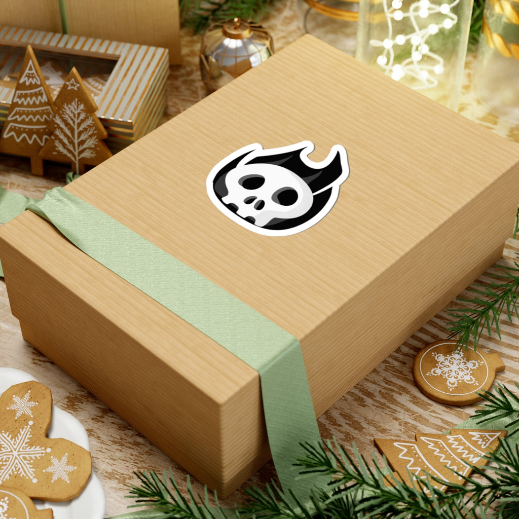 Black Fire Flaming Skull Sticker