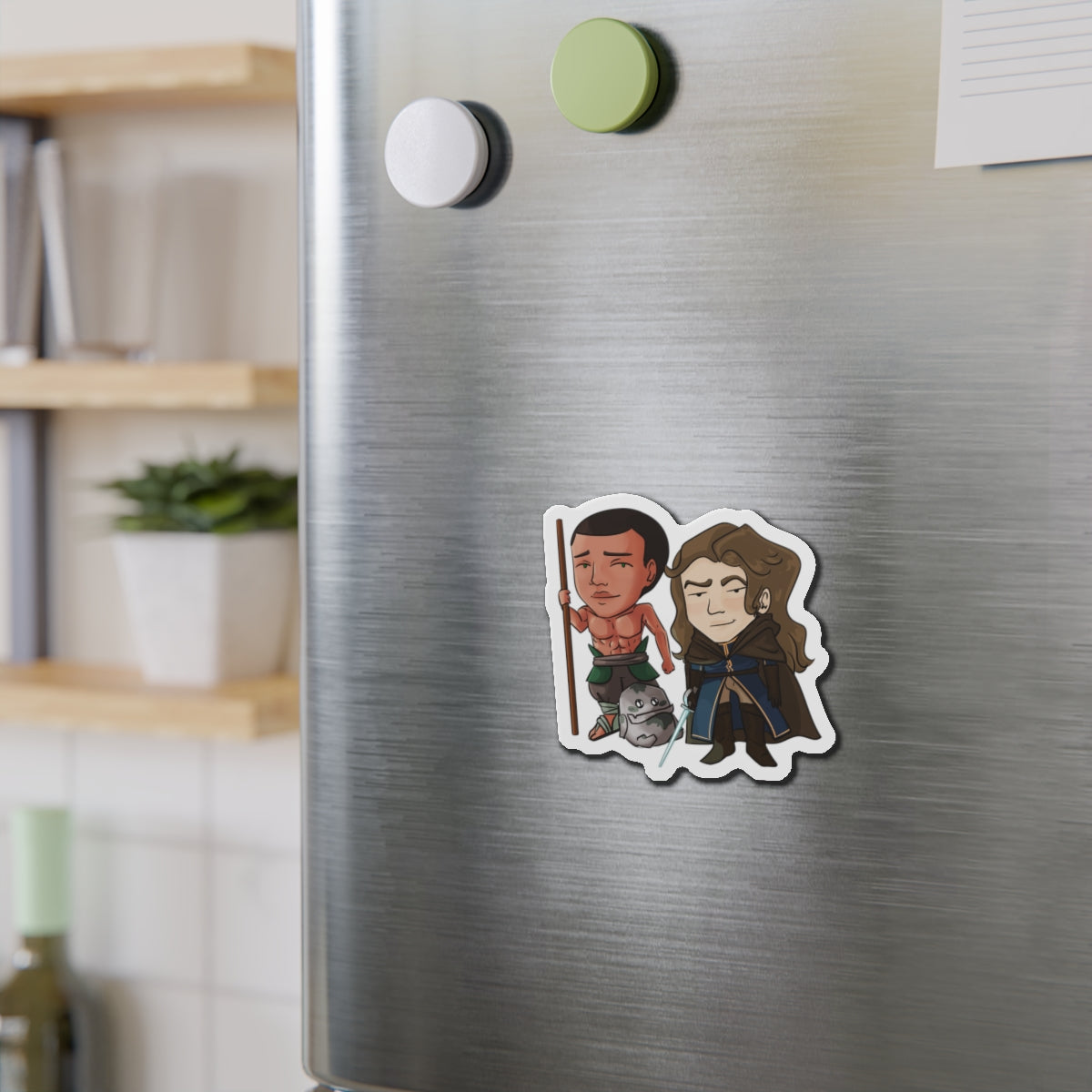 Cello, Eddie, and Little Izzy Magnet (Chibi-Style)