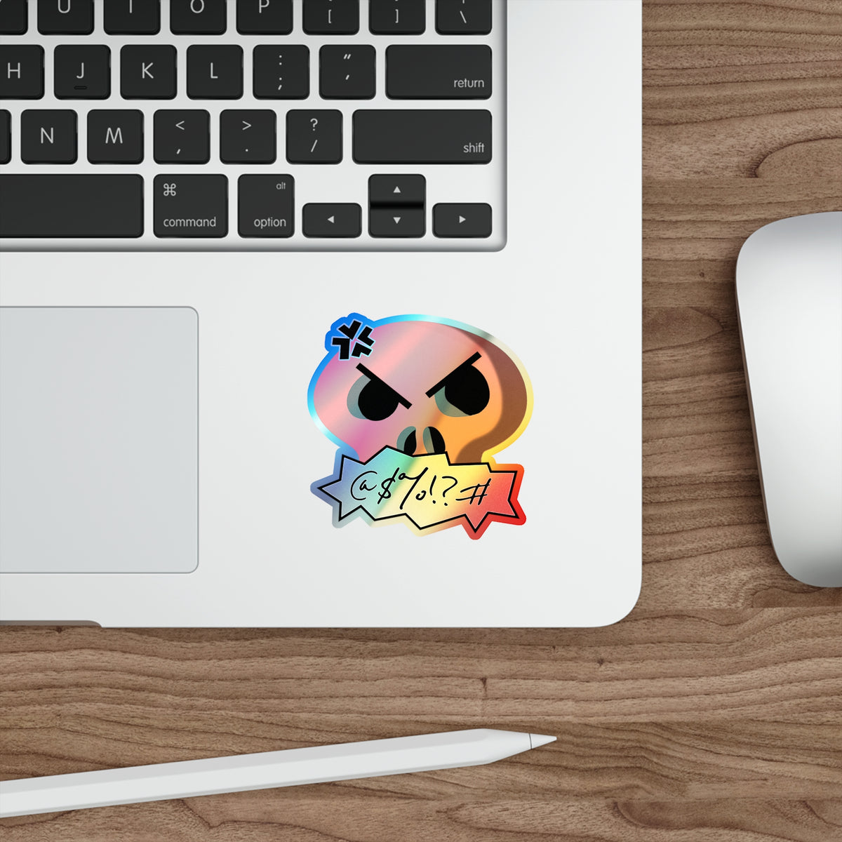 Cursing Skull Holographic Sticker